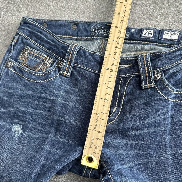 Miss Me Jeans Women's 28" Blue Boot Cut Cow Print Western Preppy Y2K Skater 2000 - Picture 8 of 9